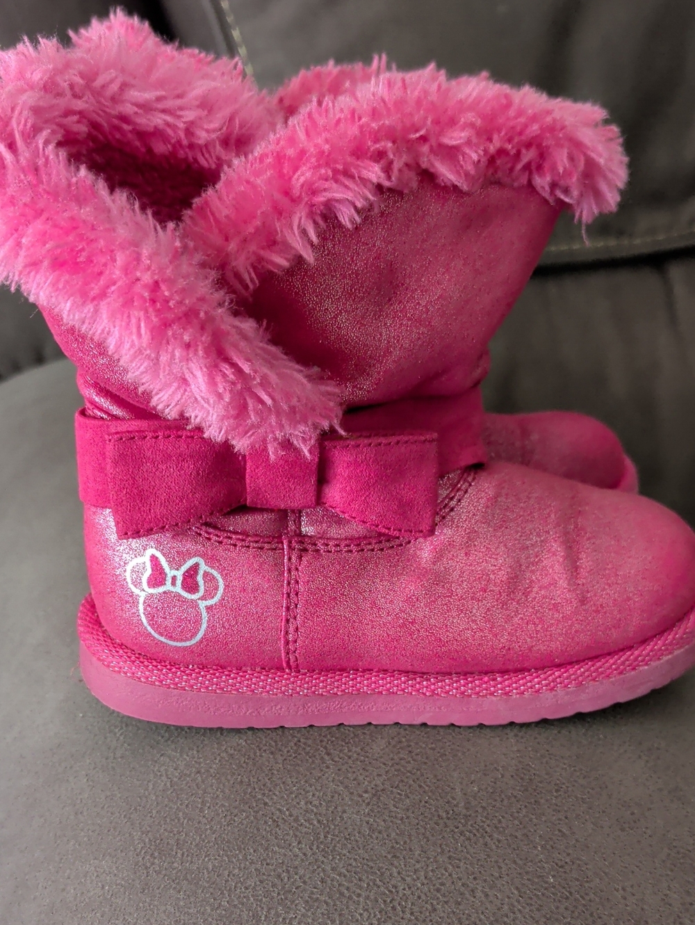 Disney Pink Faux-Fur Bow Kids Boots